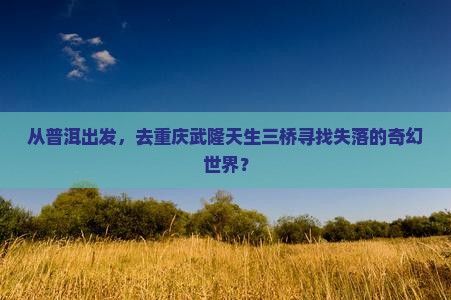 普洱到重庆武隆天生三桥四日游