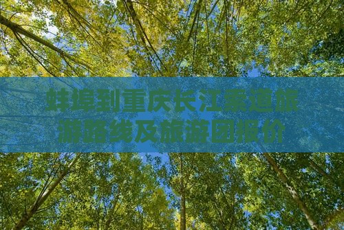 蚌埠到重庆长江索道旅游