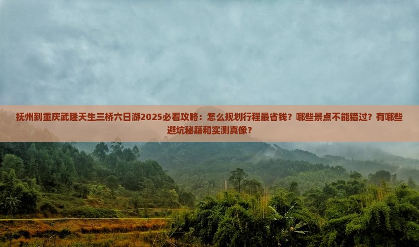 抚州到重庆武隆天生三桥六日游