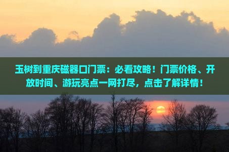 玉树到重庆磁器口门票