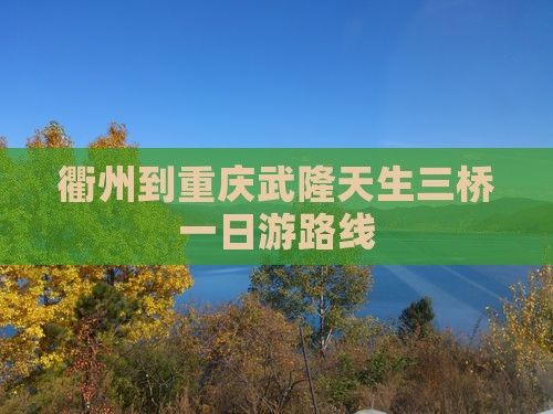 衢州到重庆武隆天生三桥一日