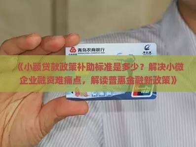 小额贷款政策补助标准 小额贷款政策补助标准