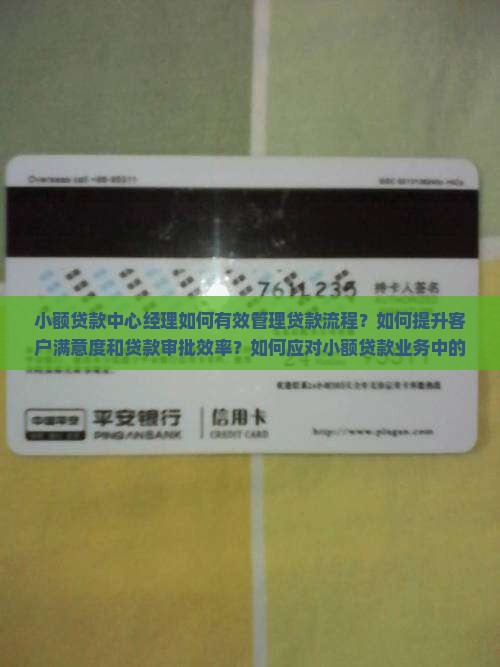 小额贷款中心经理