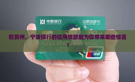 宁波银行信用贷款苏州