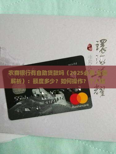农商银行有自助贷款吗