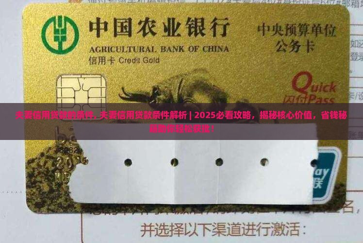 夫妻信用贷款的条件