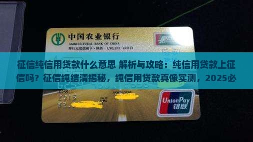 征信纯信用贷款什么意思