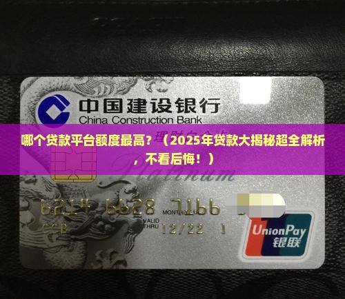 哪个平台贷款额度最高多
