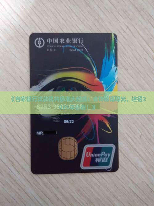 各银行贷款机构标准