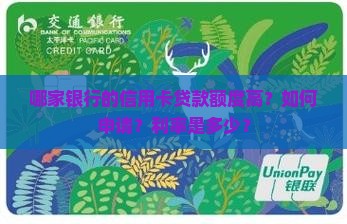 哪个银行的信用卡贷款多