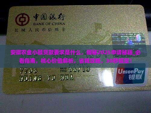 安徽农金小额贷款要求是什么