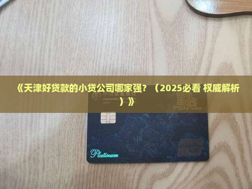 天津好贷款的小贷公司