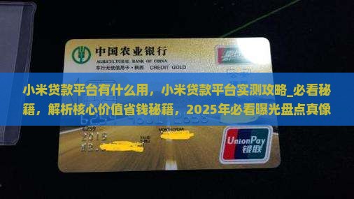小米贷款平台有什么用