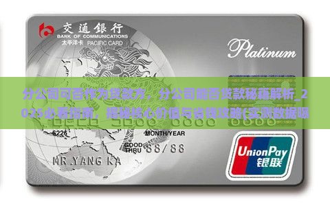 分公司可否作为贷款方