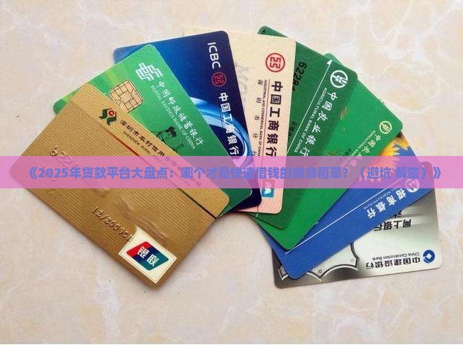 哪个平台可以迅速贷款