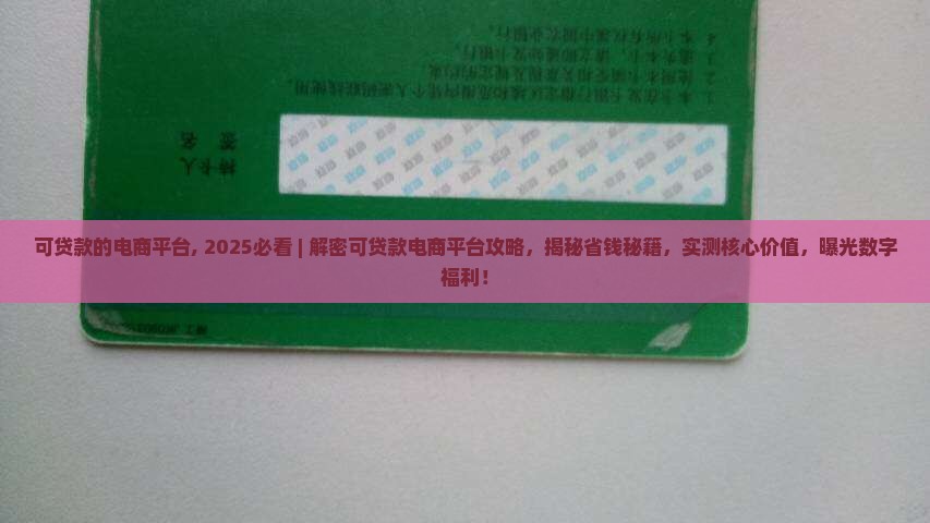 可贷款的电商平台