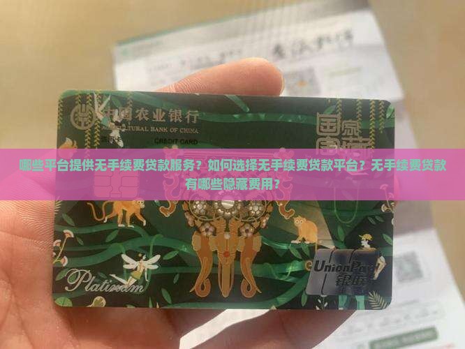 哪些平台提供无手续费贷款服务？如何选择无手续费贷款平台？无手续费贷款有哪些隐藏费用？