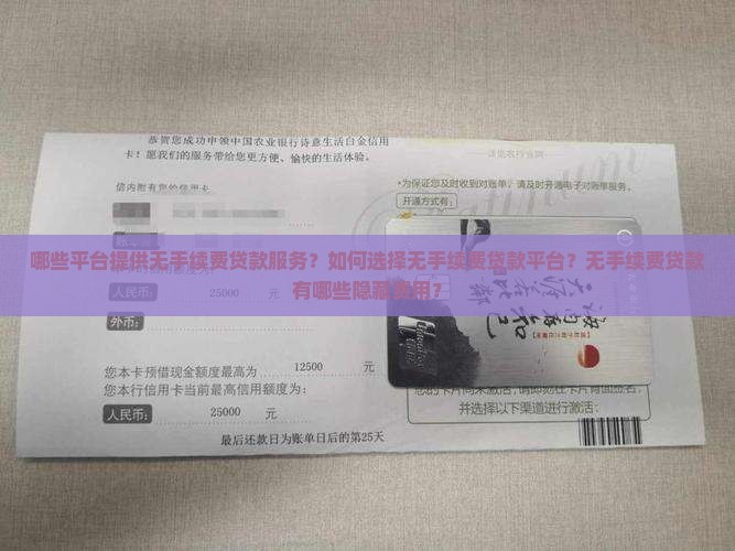 哪些平台提供无手续费贷款服务？如何选择无手续费贷款平台？无手续费贷款有哪些隐藏费用？