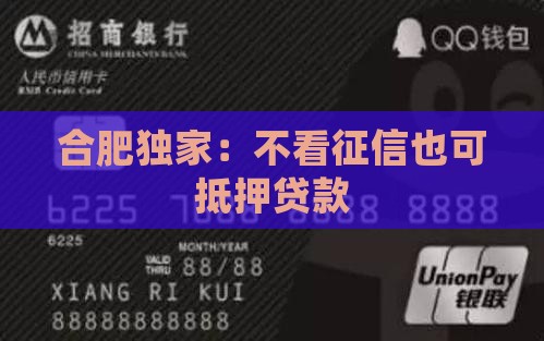 合肥独家：不看征信也可抵押贷款
