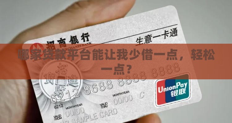 哪家贷款平台能让我少借一点，轻松一点？