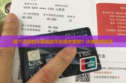 哪个正规的小额贷款平台适合借款？小满额度合适