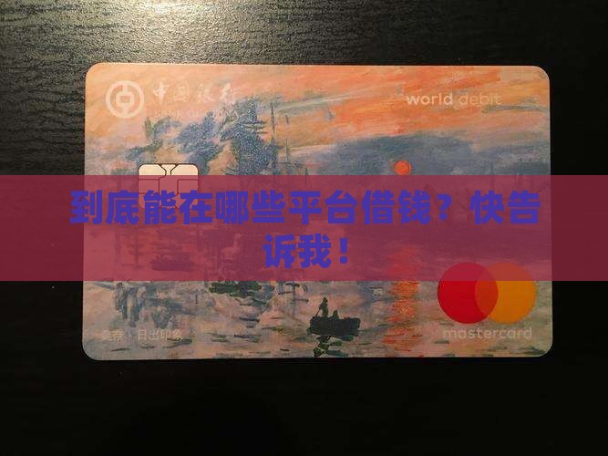 到底能在哪些平台借钱？快告诉我！