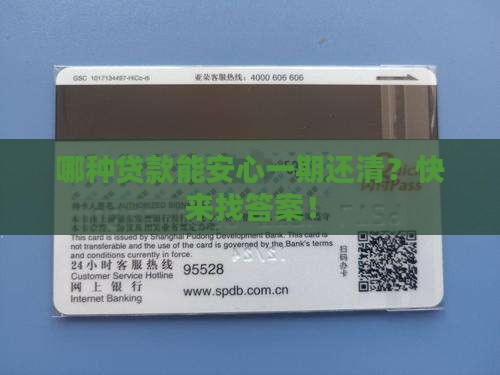 哪种贷款能安心一期还清？快来找答案！