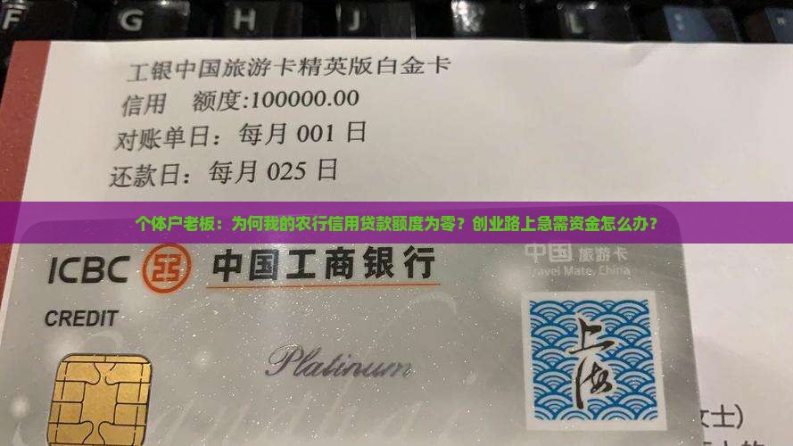 个体户老板：为何我的农行信用贷款额度为零？创业路上急需资金怎么办？