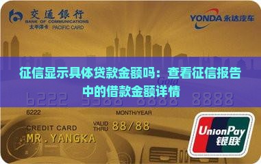 征信显示具体贷款金额吗：查看征信报告中的借款金额详情