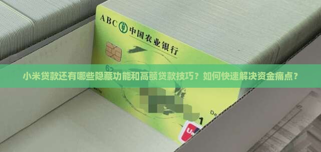小米贷款还有哪些隐藏功能和高额贷款技巧？如何快速解决资金痛点？