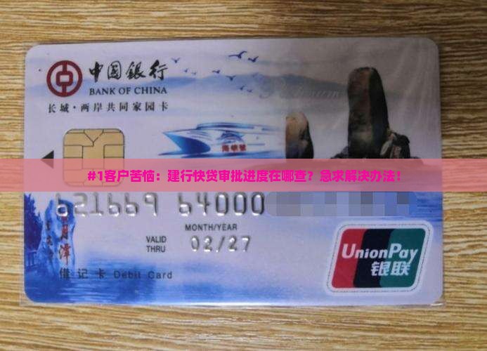 #1客户苦恼：建行快贷审批进度在哪查？急求解决办法！