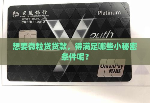 想要微粒贷贷款，得满足哪些小秘密条件呢？