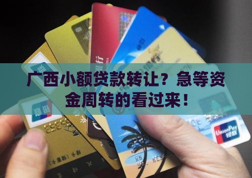 广西小额贷款转让？急等资金周转的看过来！