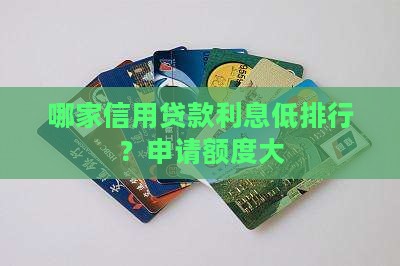 哪家信用贷款利息低排行？申请额度大