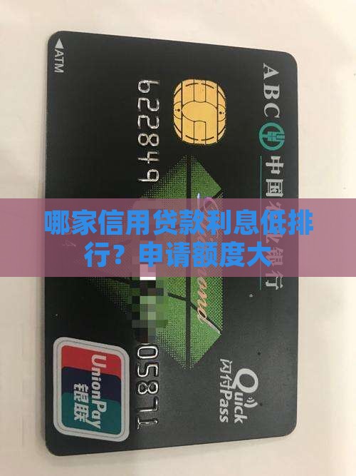 哪家信用贷款利息低排行？申请额度大