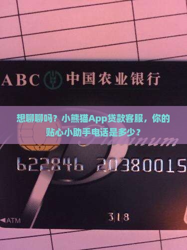 想聊聊吗？小熊猫App贷款客服，你的贴心小助手电话是多少？