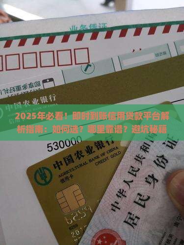 即时到账的信用贷款平台