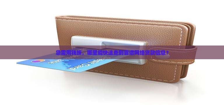 急需用钱族，哪里能快速查到靠谱网络贷款信息？