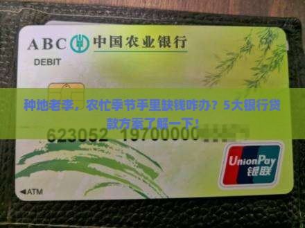 种地老李，农忙季节手里缺钱咋办？5大银行贷款方案了解一下！
