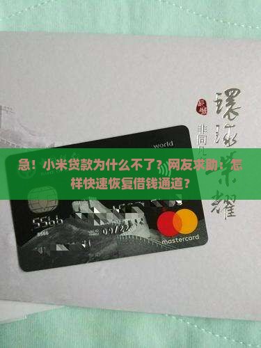 急！小米贷款为什么不了？网友求助：怎样快速恢复借钱通道？
