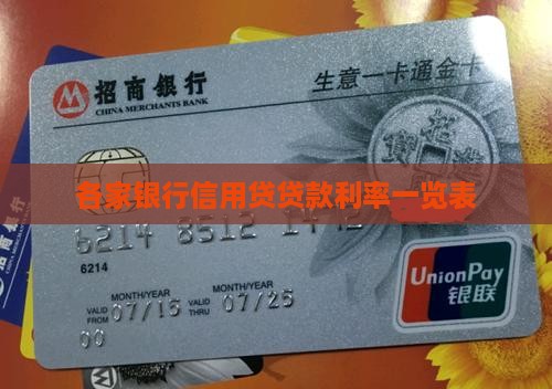 各家银行信用贷贷款利率