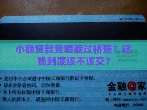 小额贷款过桥费
