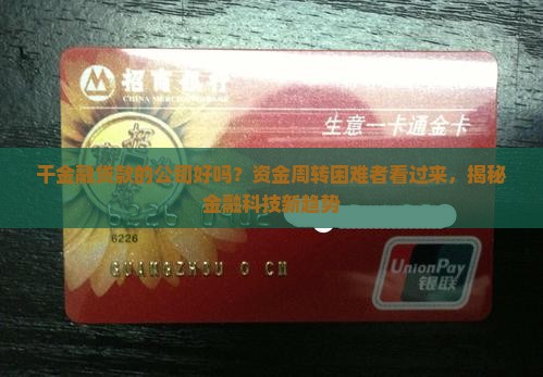 干金融贷款的公司好吗