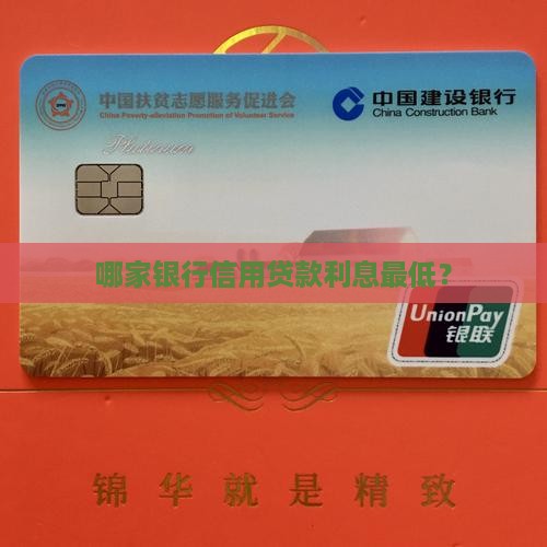 哪家信用贷款利息比较低