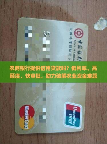 农商银行提供信用贷款吗