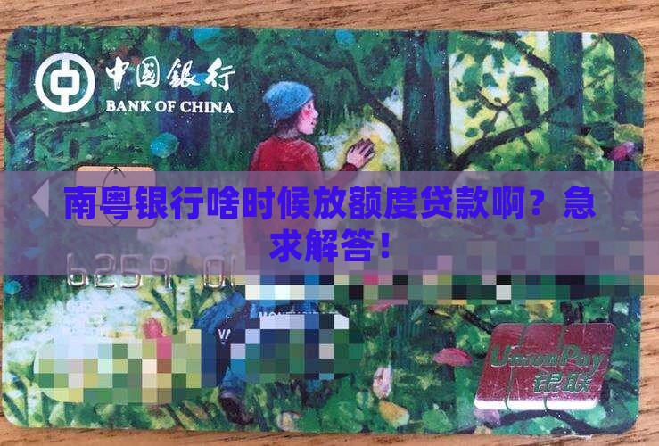 南粤银行几点放额度贷款