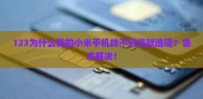 小米贷款选项在哪找到的