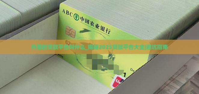外面的贷款平台叫什么