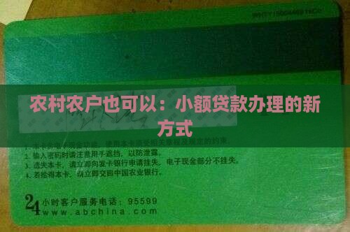 在农村能办小额贷款吗