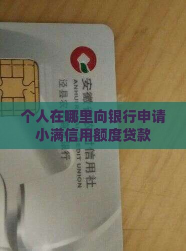 去哪里申请个人信用贷款